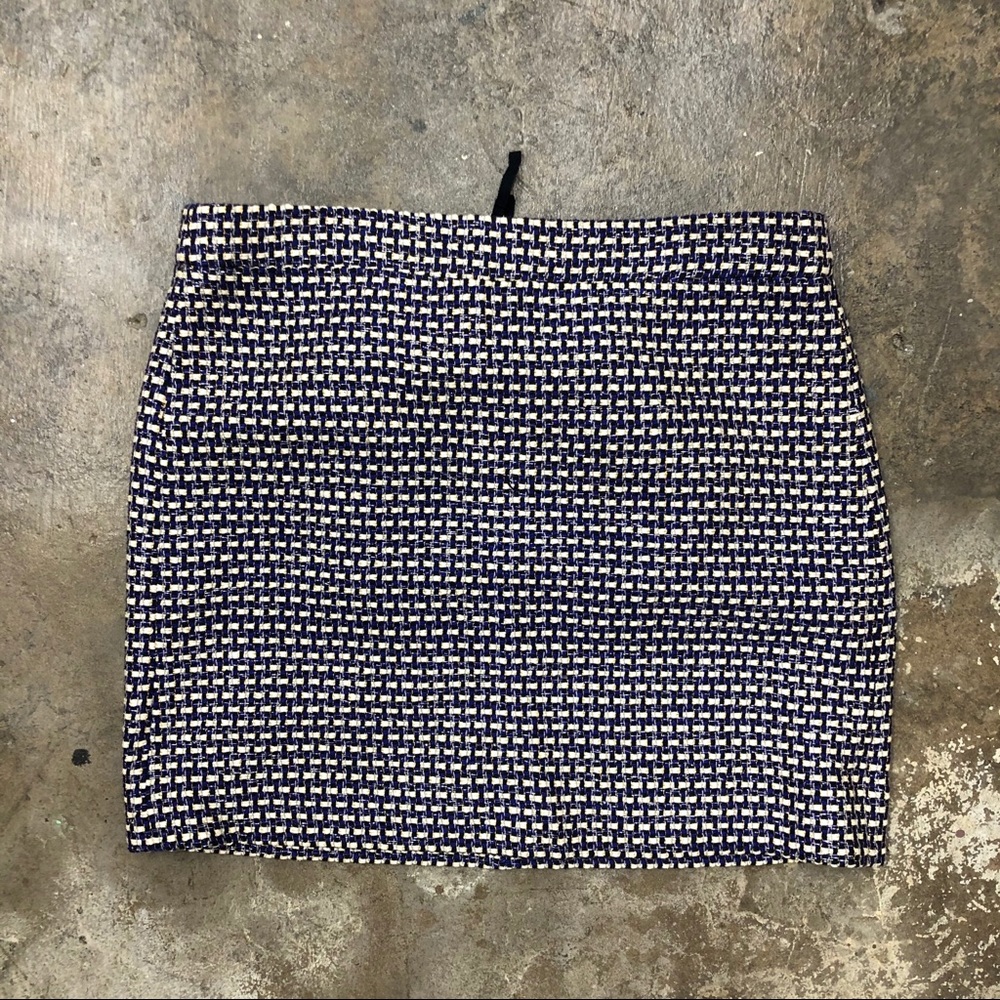 J Crew Postage Stamp Mini Skirt Navy Tweed Lurex 4 - Picture 3 of 9